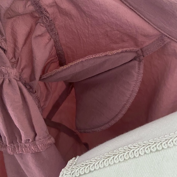 Vintage shirred zip up nylon jacket mauve pink windbreaker free people vibes M - Picture 8 of 16